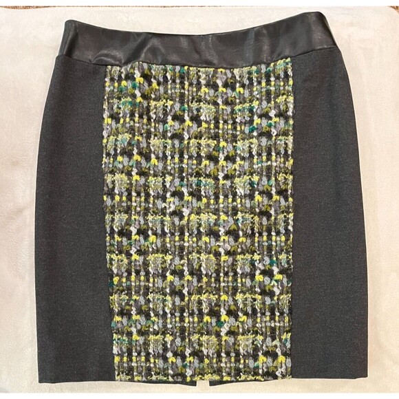 Per Se Womens Black Gray Carlisle Tweed Wool Blend Mini Skirt Size 12 Perse - Picture 1 of 9